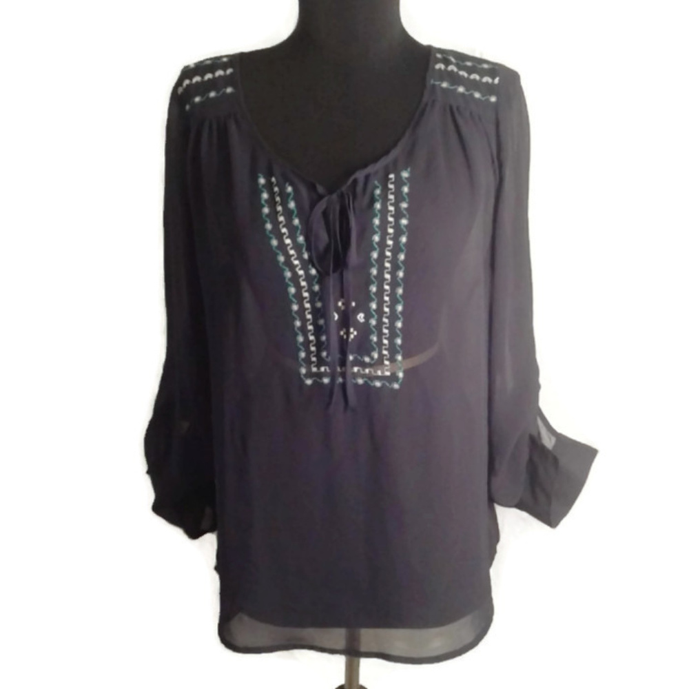 Daniel Rainn Tunic S sheer embroidered